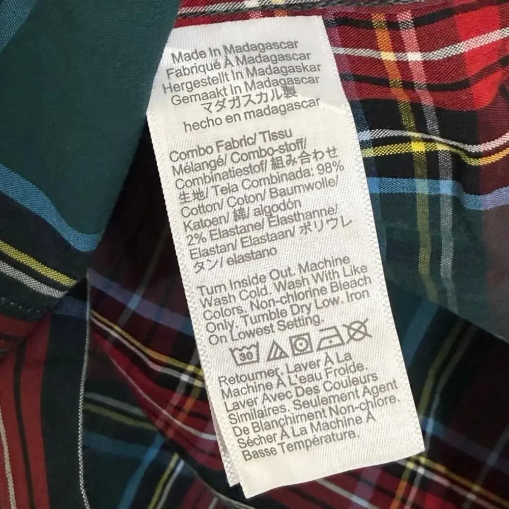 J. Crew Slim Flex Washed Tartan Shirt